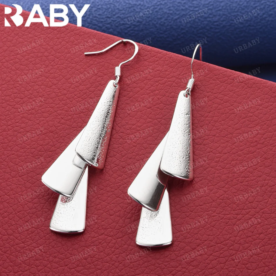 

URBABY 925 Sterling Silver Earrings Flat Three Pieces Drop Earrings For Women Jewelry Fashion Party and Daily Wear