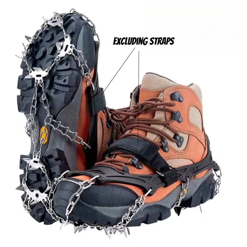 Ice Cleats with Stainless Steel Spikes( excluding straps) - Anti-Slip Crampons for Boots, Winter Snow Traction Grippers