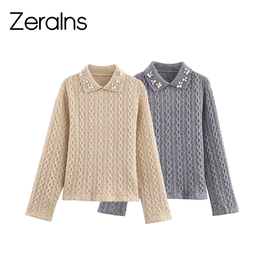

ZERAINS, новая зимняя женская одежда, простой повседневный модный ювелирный воротник, восьмислойный вязаный свитер, свитер