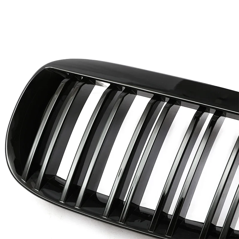 Pulleco Car Front Bumper Kidney Grill Gloss Black Double Slat Grille For BMW 6 Series M6 E63 E64 630i 650i 645ci 2004-2010 ABS