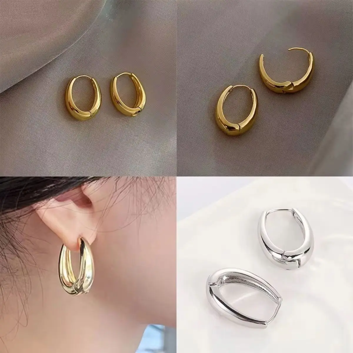 

2025 Vintage Metal Geometric Pendant Earrings Irregular Minimalist Women's Fashion Jewelry for Autumn Winter Gift