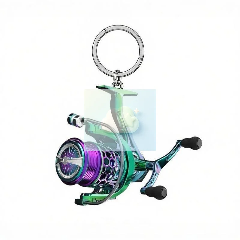 2D Flat Acrylic Keychain Fishing Line Winder Pattern With Ring-shaped Keychain Fashion Pendant Festival Gift