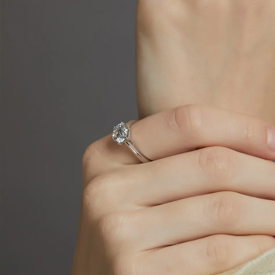 ALLNOEL 0.5-4CT VVS1 D خاتم مويسانيتي ملون للنساء 6 شوكات إعداد 925 خاتم زفاف فضي مع GRA معتمد بالجملة