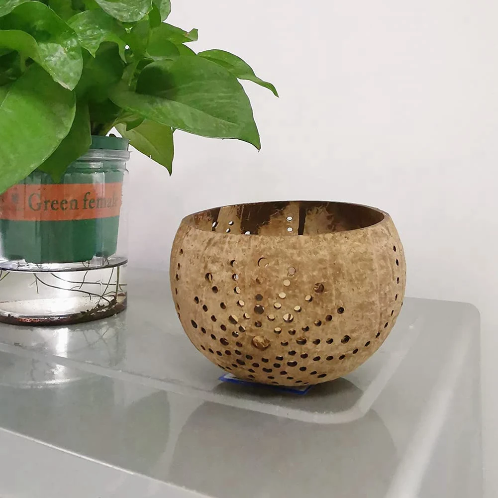 N89R Candle Holders,Handmade Coconut Shell Candle Holder For Tealight Small Pillar Rustic Candle Coconut Shell Bowl