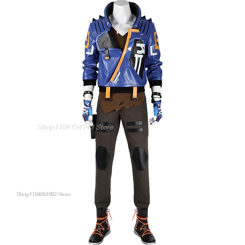 Disfraz de Cosplay del juego Valorant Yoru para hombre, traje de Roleplay, Fantasia, chaqueta, guantes, ropa de fiesta para juegos de rol