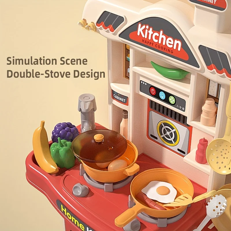 Realistico gioco di finzione giocattolo da cucina per bambini, set da gioco da chef accessori da cucina, luci e suoni, per regali per bambini e ragazze