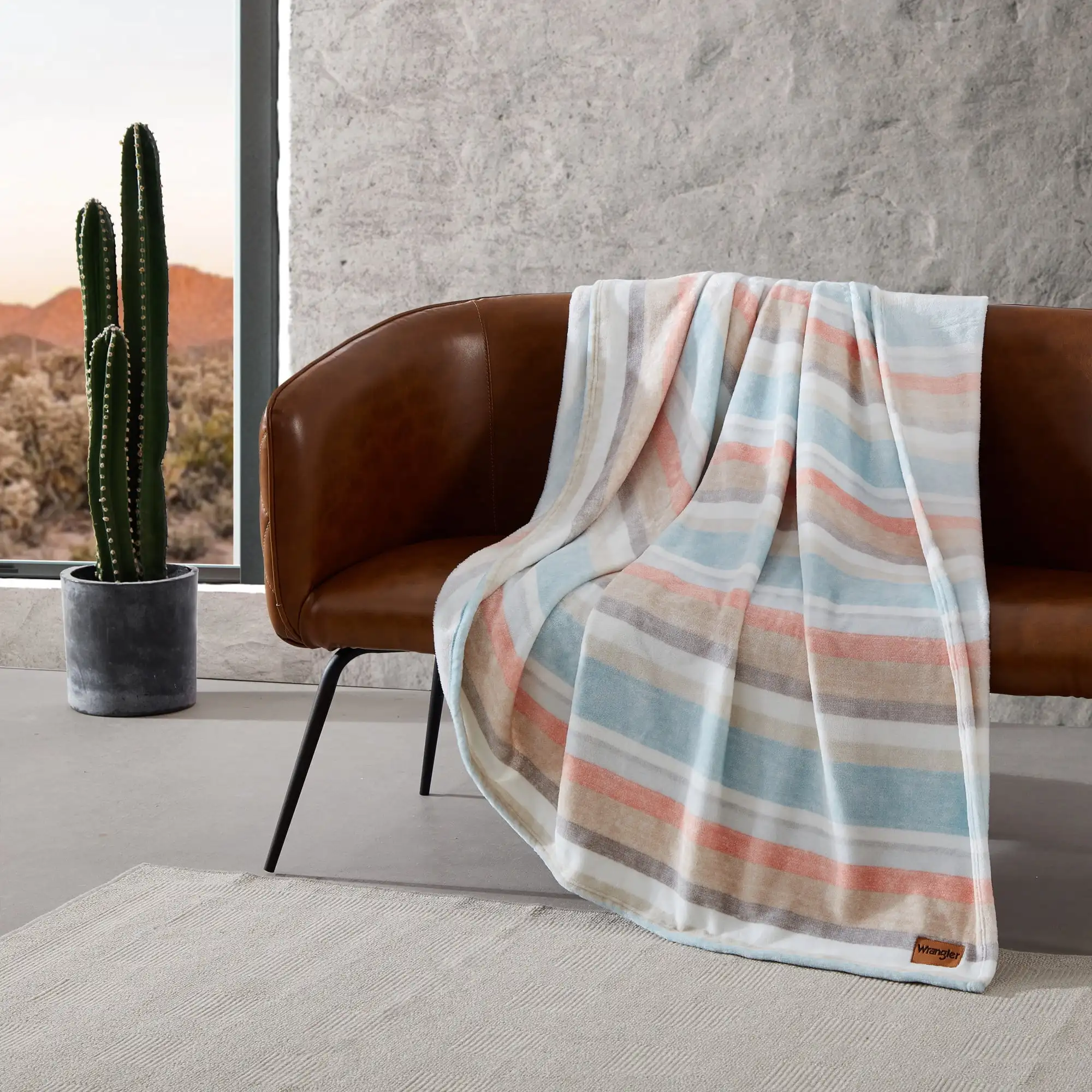 

Glen Canyon Stripe Blue Ultra Soft Plush Fleece King Blanket