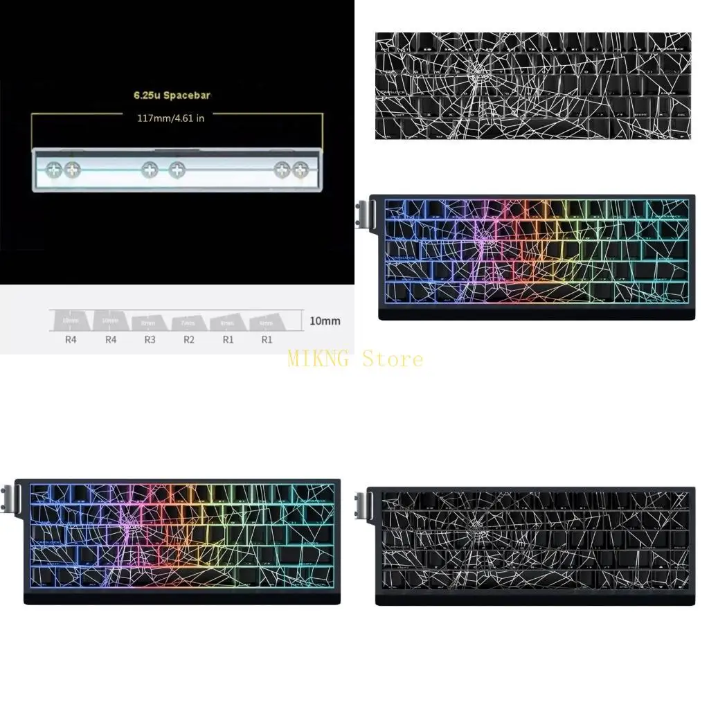 

64/74 шт. колпачки для клавиш с боковой печатью и подсветкой, оригинальный профиль для 60, 61, 63, 64, 65, лучшая распродажа