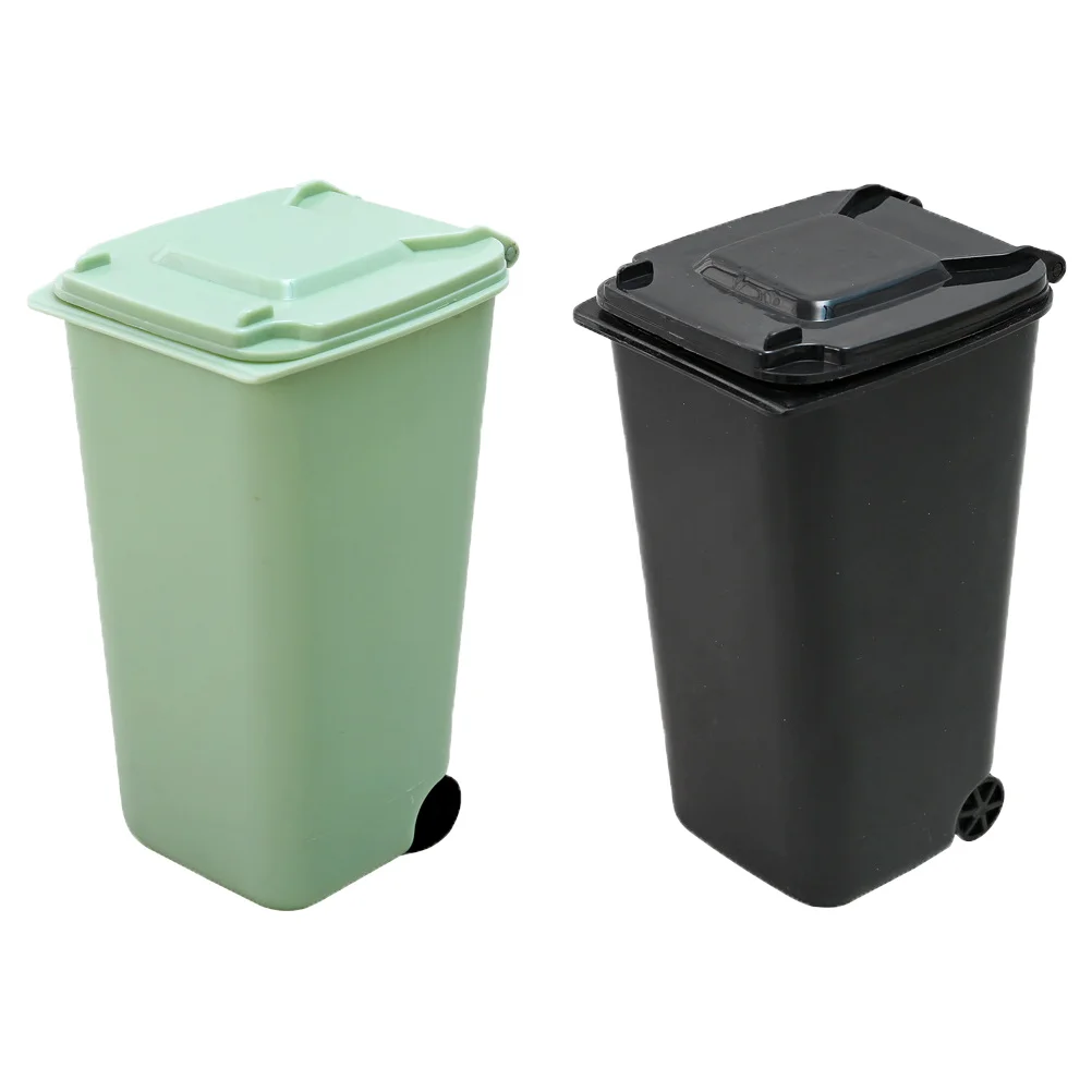 2 Pcs Accessories Desktop Trash Can Office Miniature Toys Tabletop Pp Garbage Pail