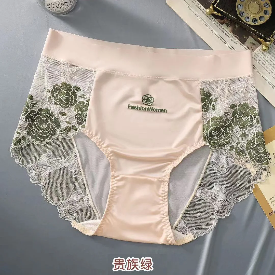 3PCS/Set Women\'s Panties Cool Modal Sexy Lace Rose Pattern Net Soft  No Trace Underwear Plus Size 5XL Female Underpants