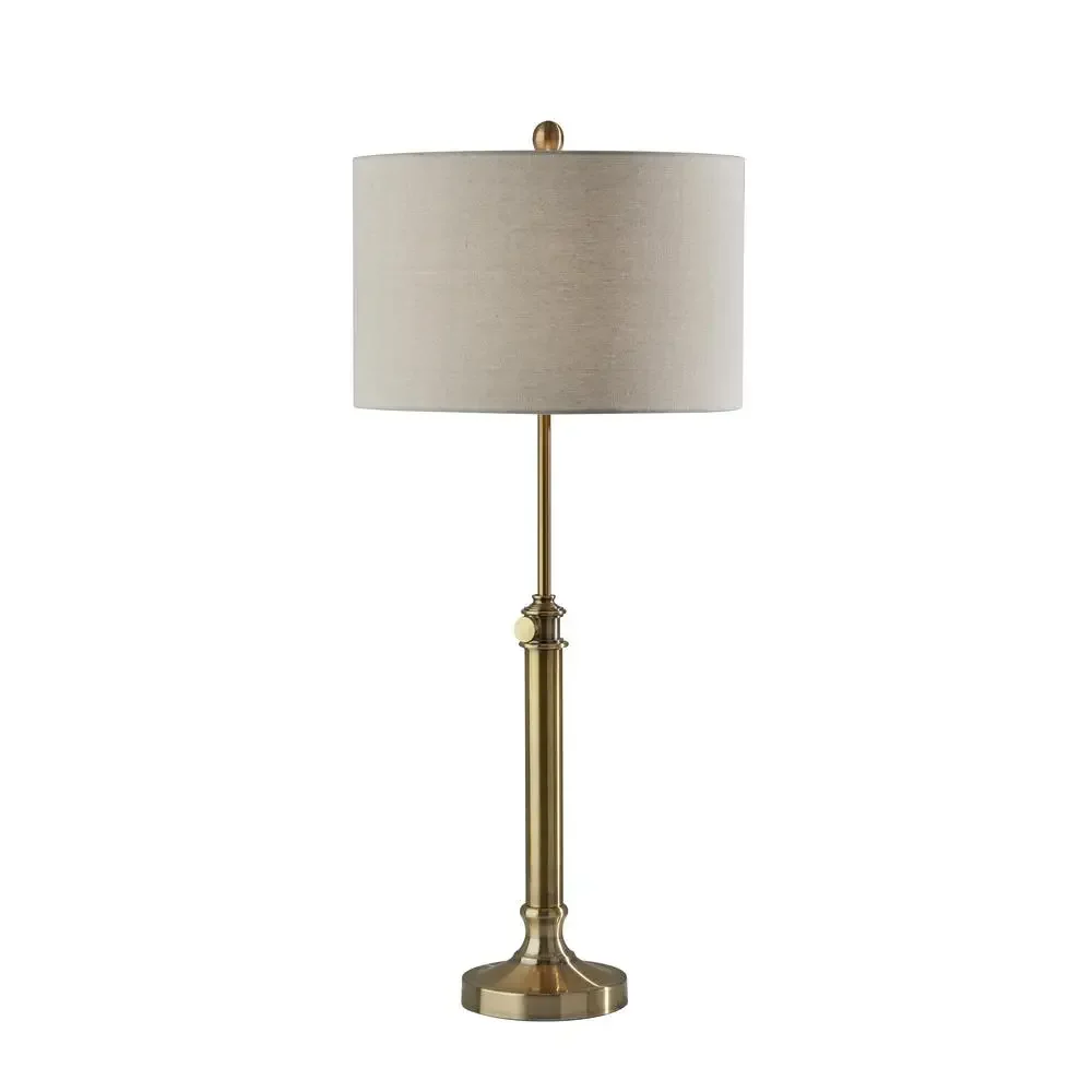 Adjustable Brass Table Lamp Modern Farmhouse Decorative Joint Oatmeal Linen Shade UL/ETL Listed Warmth & Style Unique Height