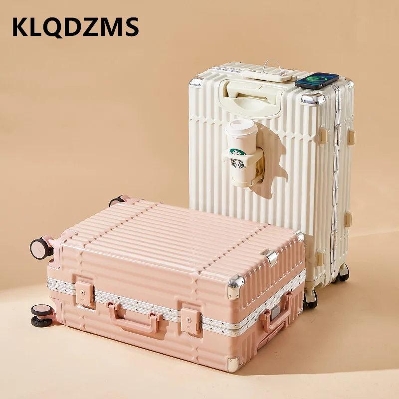 KLQDZMS-Valise à Roulettes Universelle, Cadre en Aluminium, Haute Capacité, Bagages à Roulettes, 20 ", 22", 24 ", 26", Haute Qualité