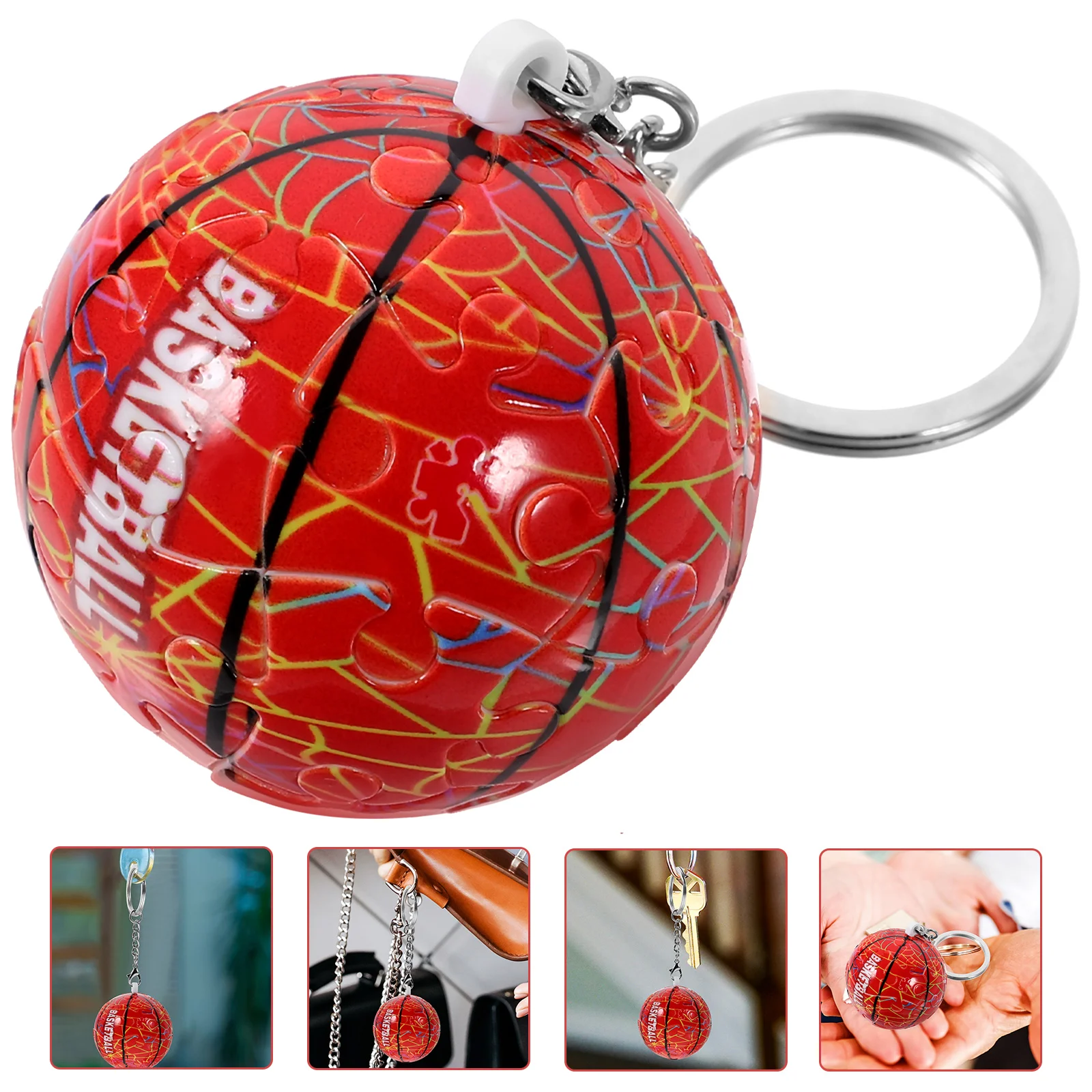 Modeling Basketball Puzzle Pendant Lovers Key Rings Plastic Sports Match Fan Keepsakes