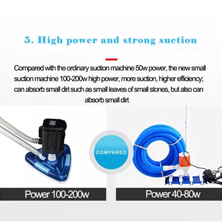 Handle Power Suction 200 W Pump 10 m Wire Pool Cleaner for in Ground Pools
