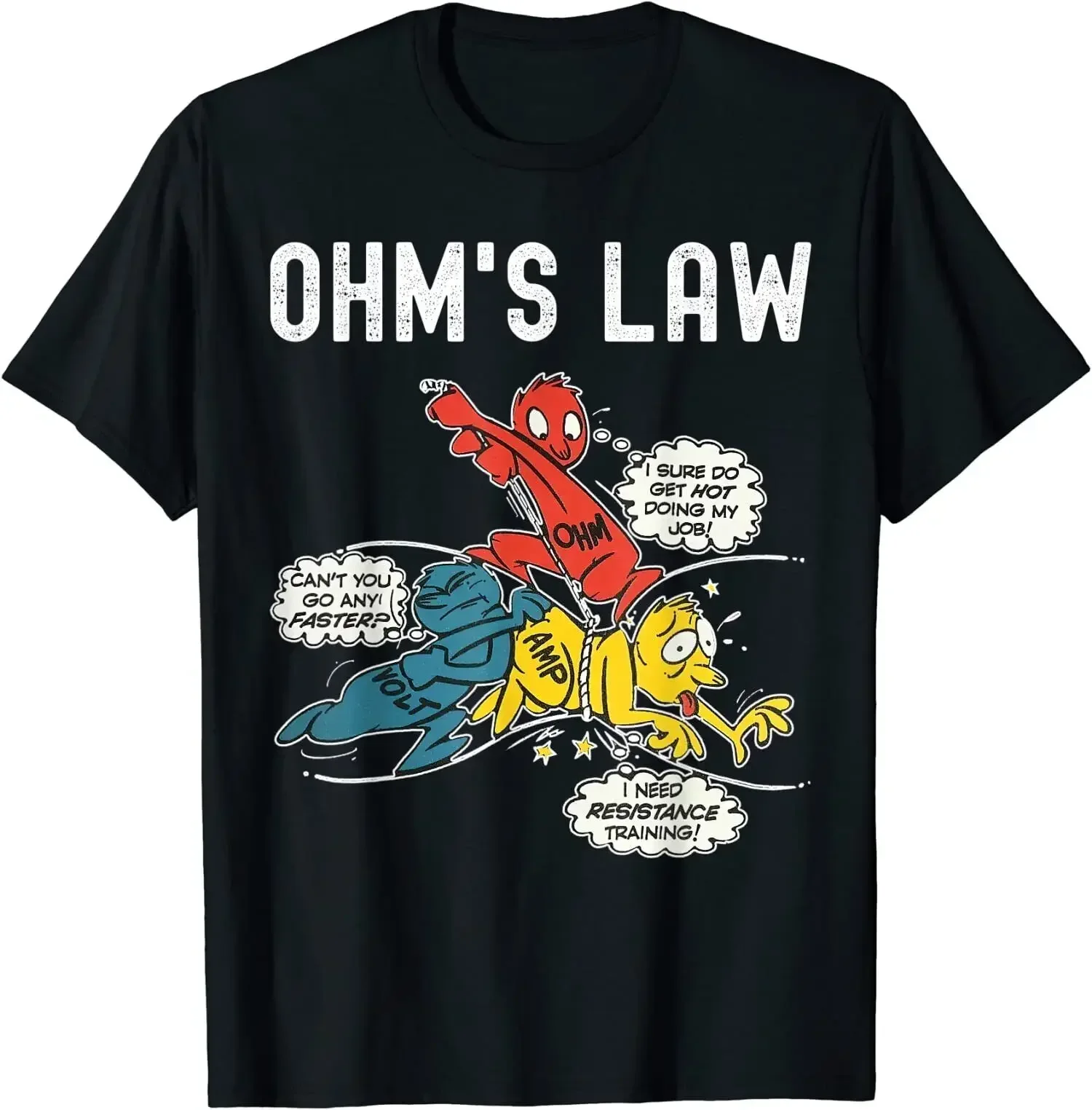 Ohms Law Funny Electricity Explained Electrical Crewneck Cotton T Shirt Men Casual Short Sleeve Tees Tops Dropshipping