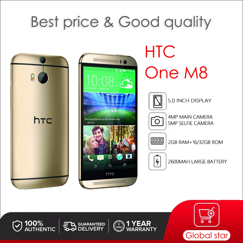 

HTC One M8 Refurbished Original Unlocked mobile phones 4.7inch cellphone Quad-core 4MP Camera free shipping