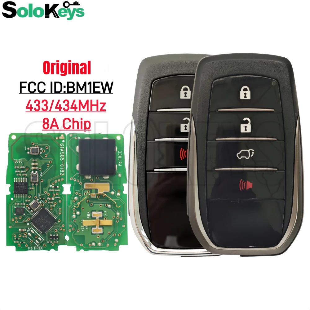 

SOLOKEYS FCC ID:BME1W B3U2K2P 61A965-0182 433/434MHz 8A Chip Original Smart Remote Control Key For Toyota Hilux 3/4 Buttons