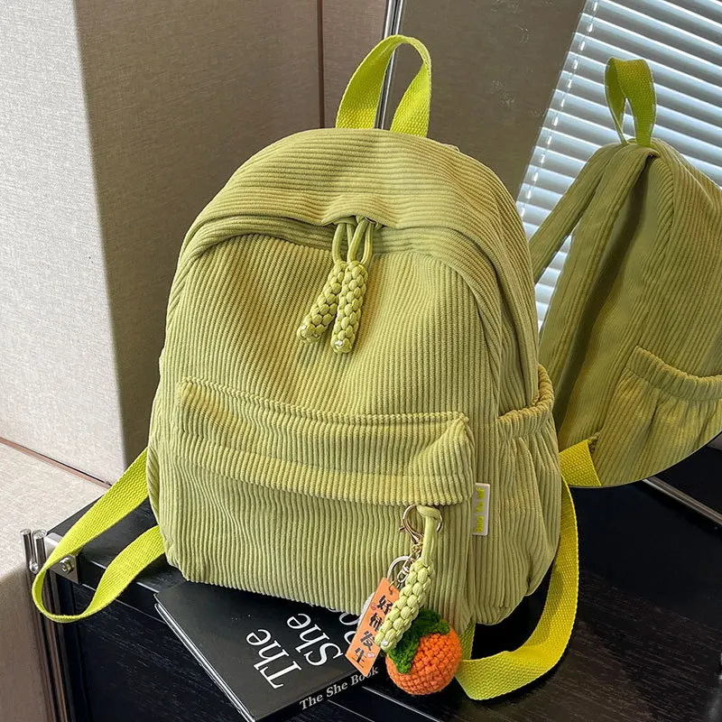 

Shoulder Bag for Women Backpack Fashion Corduroy Student Backpack Travel Backpack Cute Backpacks Back To School Bags Mochila Sac