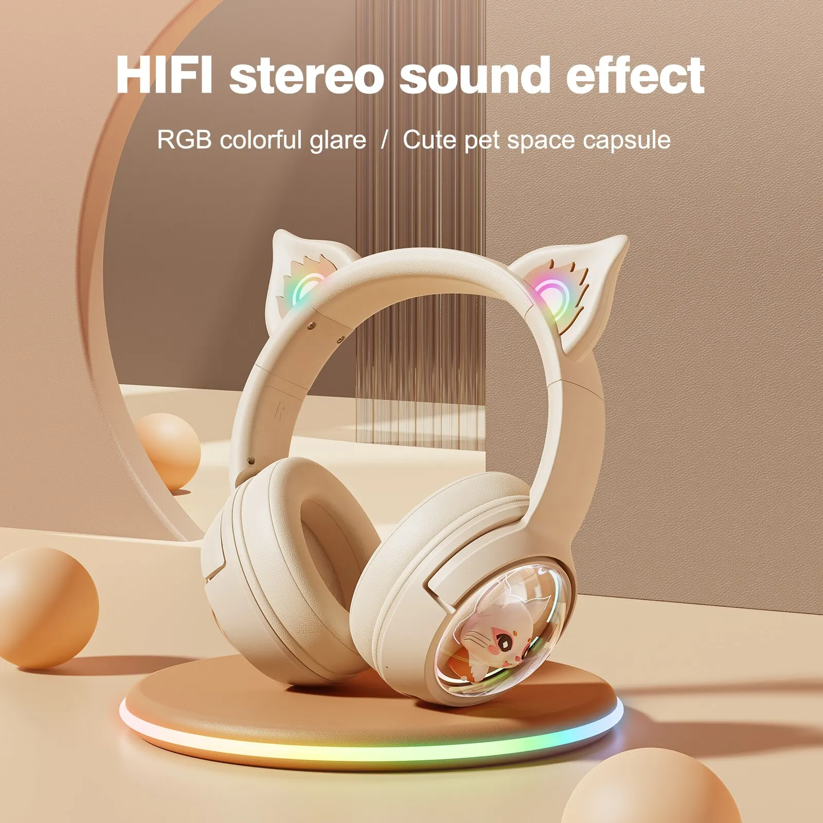 ONIKUMA B5 Wireless Gaming Headset Gamer Earphone Stereo Headphones With Mic RGB Light Cute 3D Cartoon for iPad Tablet PC PS4