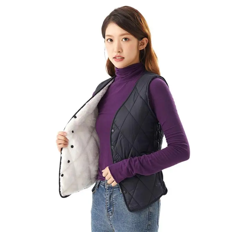 

Fashion Warm Lamb Fleece Lining Women's Tank Top 2024 New High Quality Autumn/Winter Solid Color Versatile Tank Top Coat