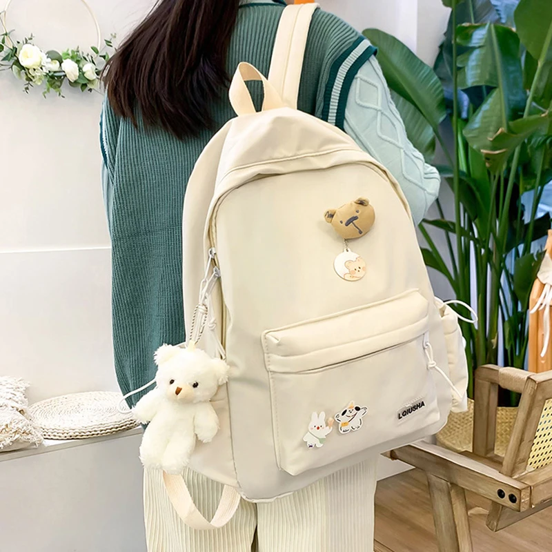 Fashionable Girls Backpack, Cartoon Backpack Large Capacity Zip Closure Casual School Bag