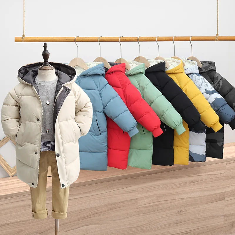 

2025 Autumn Winter Children Long Down Jacket Baby Boys Girls Thicken Hooded Parkas Coat Korean Version Style Kids Outerwear