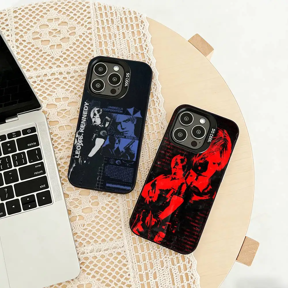 

Leon Resident Evil 4 Remake Phone Case For iPhone 17,16,15,14,13,12,11 Plus,Pro Max,XS,Colored silver phone case