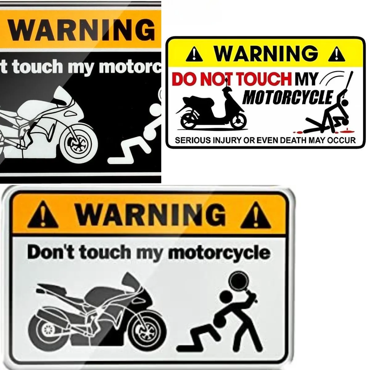Don't Touch My Motorcycle Warning Sticker Waterproof Decor Reflective Sunscreen Camper Travel Bumper Decoration-