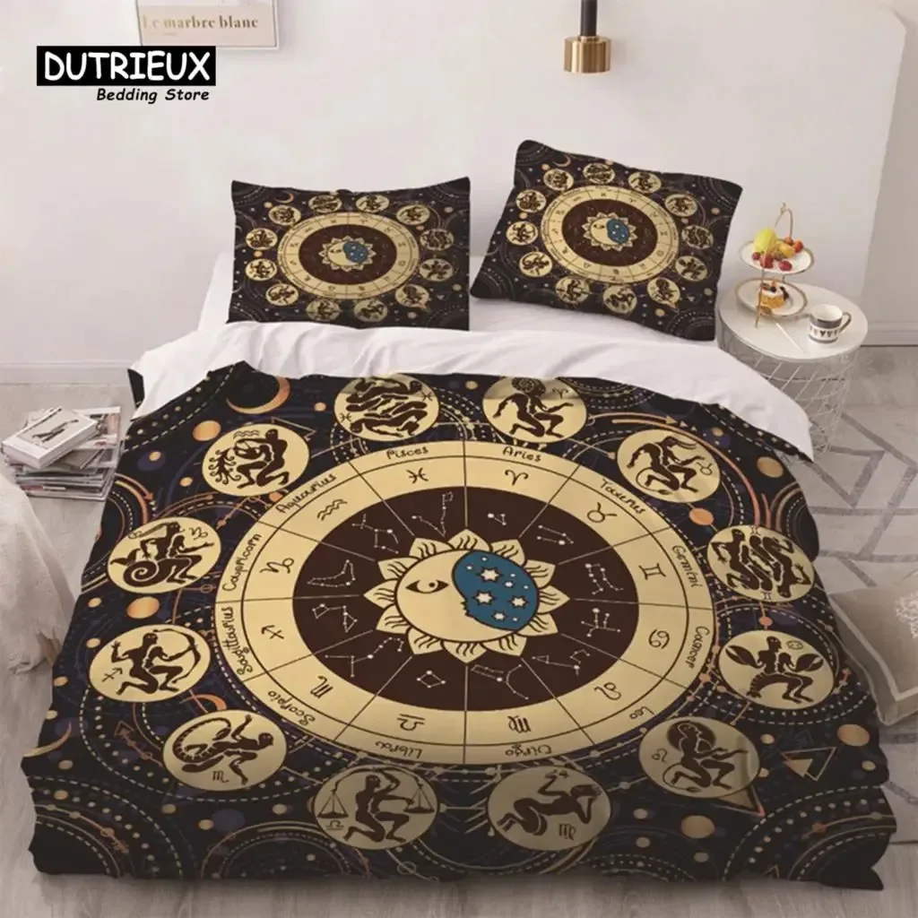 Constellation Duvet Cover Sun And Moon Bedding Set Zodiac Signs Astrology Comforter Cover Spiritual Gifts For Girls Teens Women