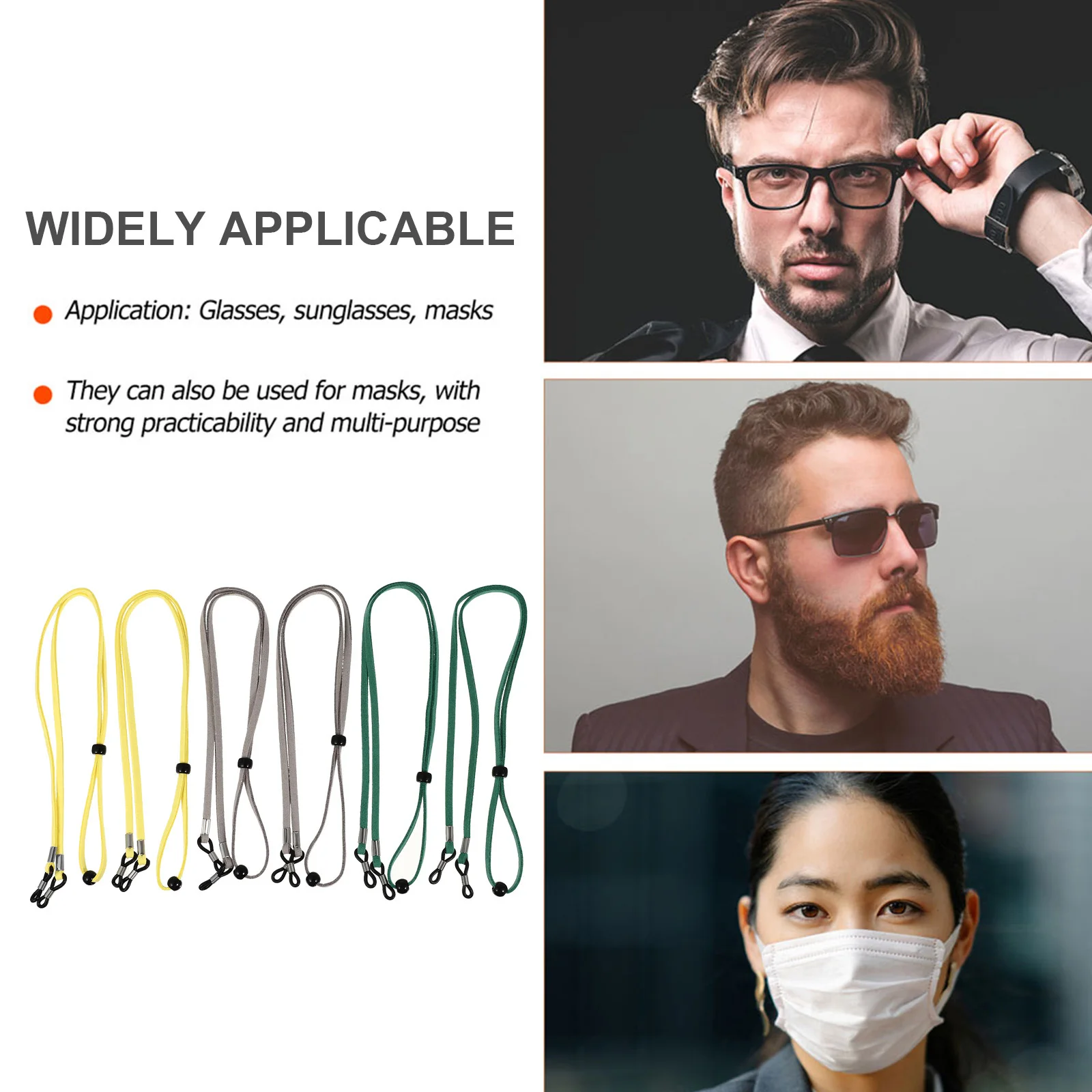 6Pcs Glasses Hanging Rope Adjustable Anti Strap Lightweight Portable Glasses Holder for Daily Use