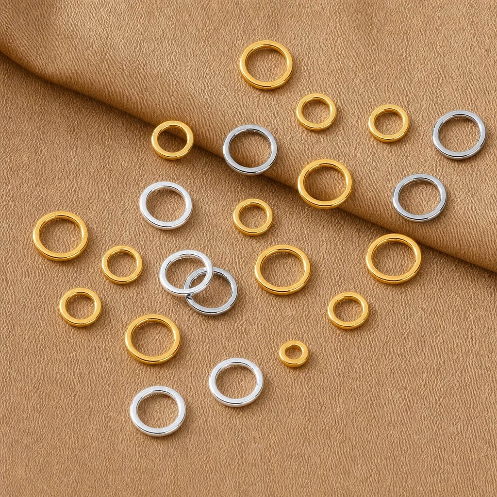 20 Stück 18K Gold Messing Flache Gelötete Geschlossene Biegeringe O-Ringe Verbinder für DIY Schmuck Armband Halskette Herstellung Basteln