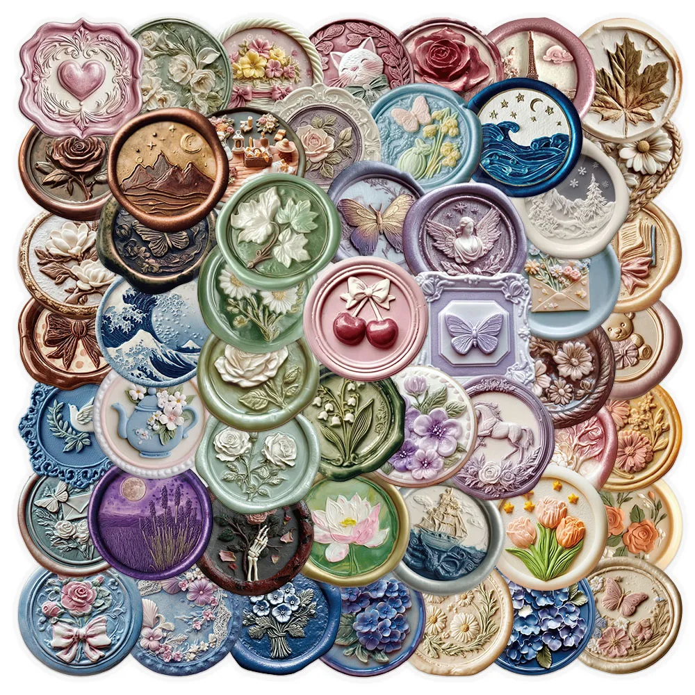 

52/104 шт. винтажные рельефные стикеры для творчества, для чехлов телефонов, конвертов, ноутбуков, гитар, держателей для документов, водонепроницаемые прозрачные наклейки из ПЭТ