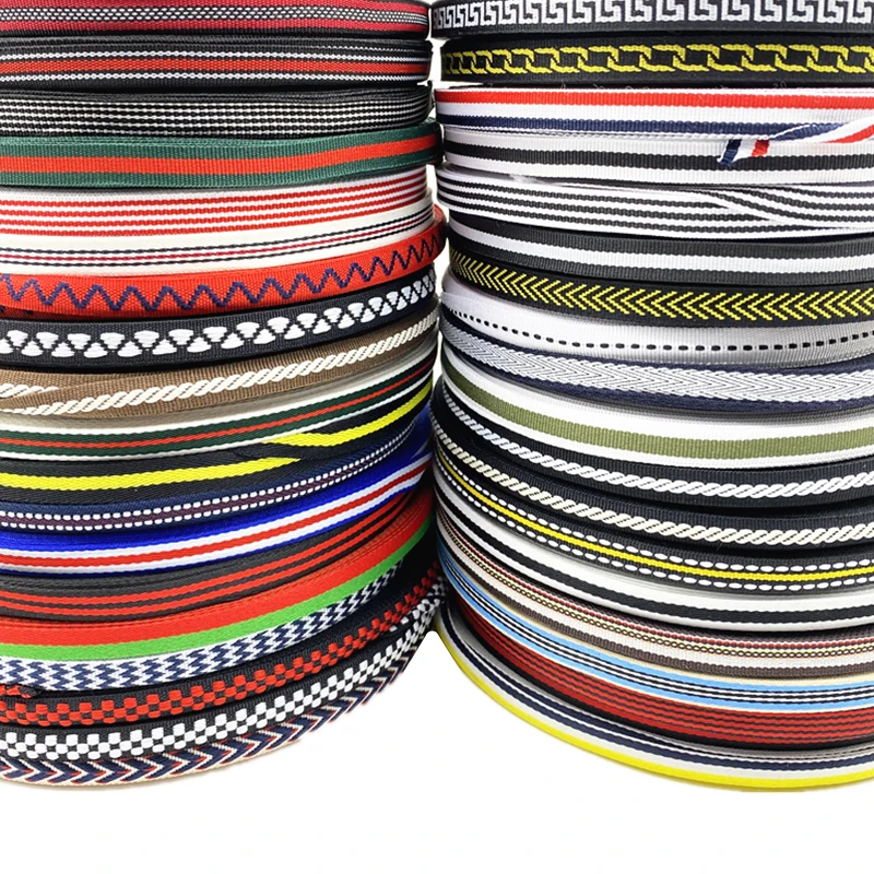 10mm Jacquard Ribbon Polyester Cotton Tape for Christmas Wedding Decoration Gift Wrapping Shoelace DIY