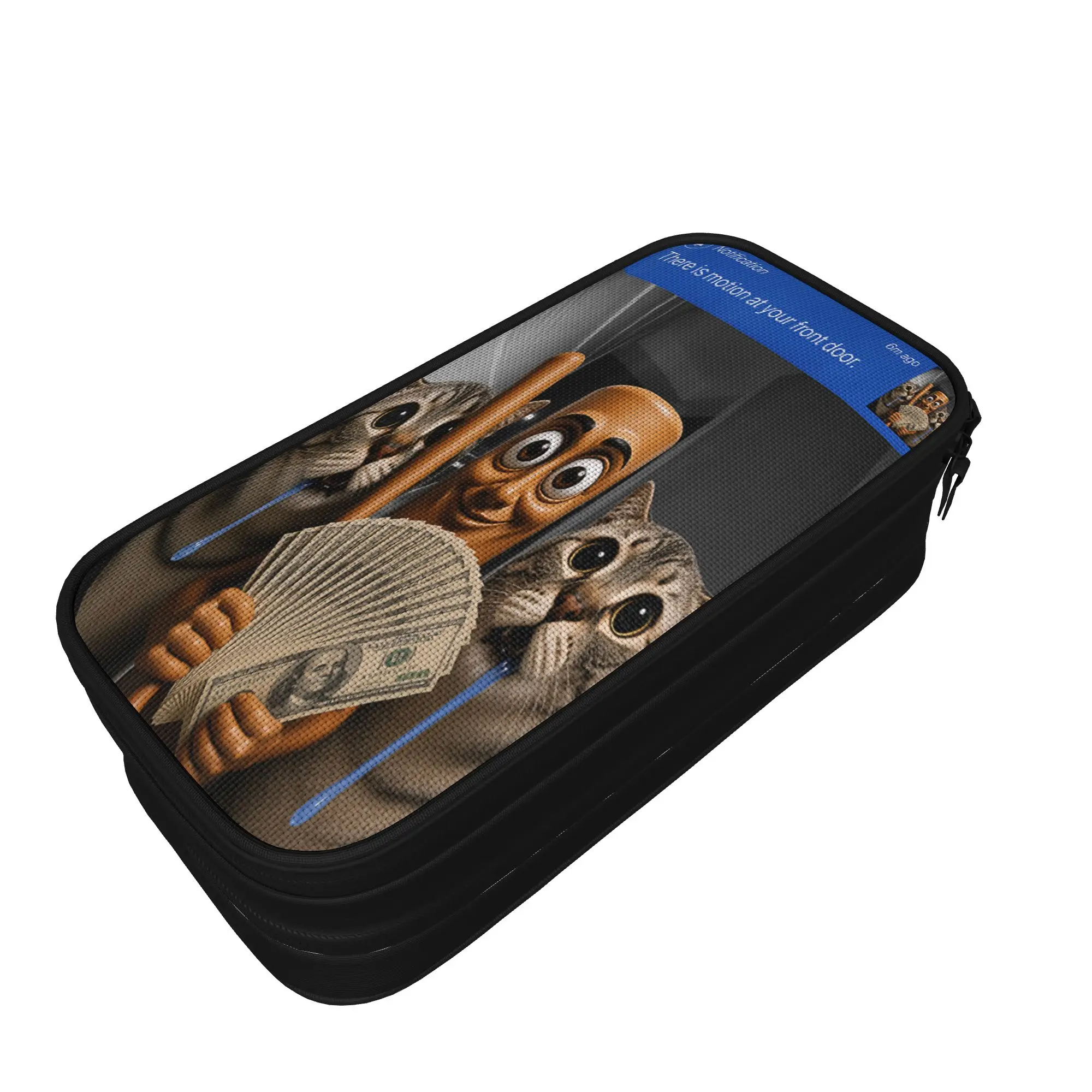 There is Motion at Your Front Door Tung Tung Tung Sahur Cat Pencil Case Large Capacity Pencil Pouch Boys School Pencil Cases