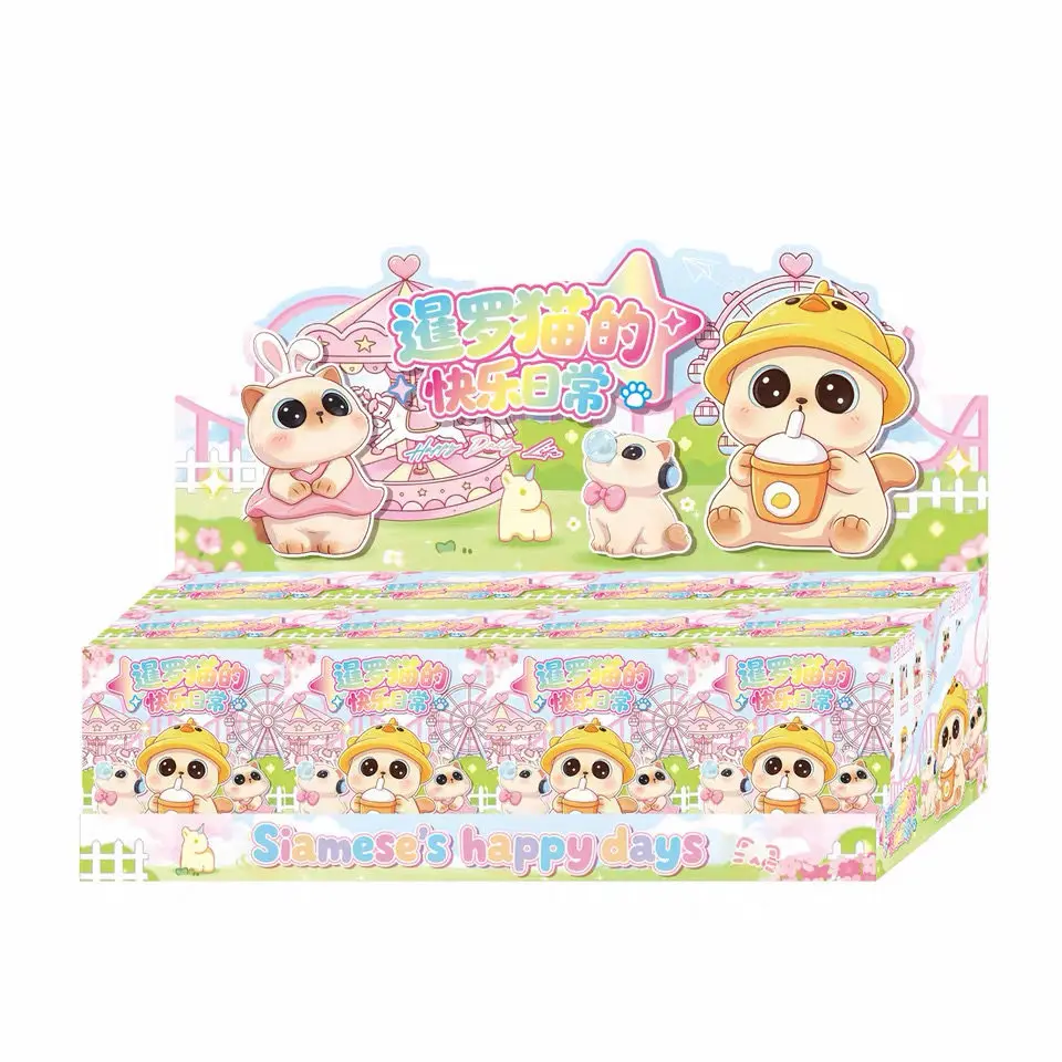 Siamesische Katze Blind Box Niedliche Cartoon-Figur Kreatives Liebenswertes Haustier-Ornament Desktop-Dekoration Sammlerstück Geschenk für Sammler