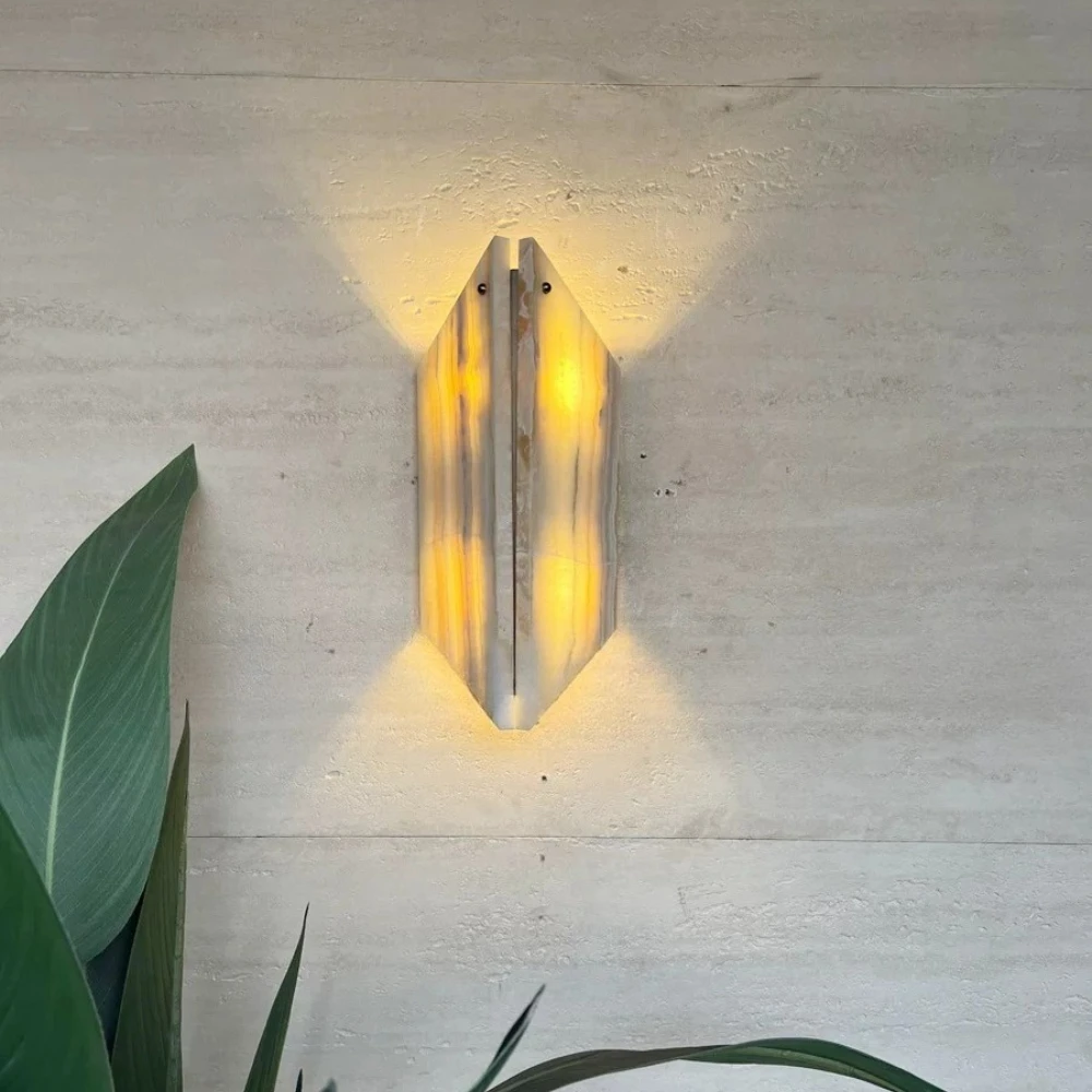 Natural Spanish Snowflake Stone Cloud Stone Geometric Wall Lamp Bedroom Living Room Background Wall Corridor Lighting Fixture