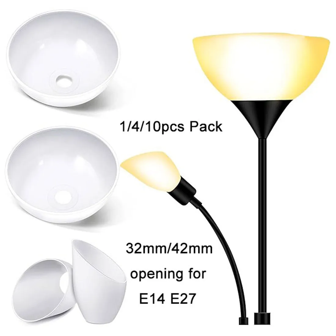 

Acrylic 32mm 42mm Opening White Plastic Lamp Shades with Bowl Pattern for E14 E27 Torchiere Lamp Cover Replacement