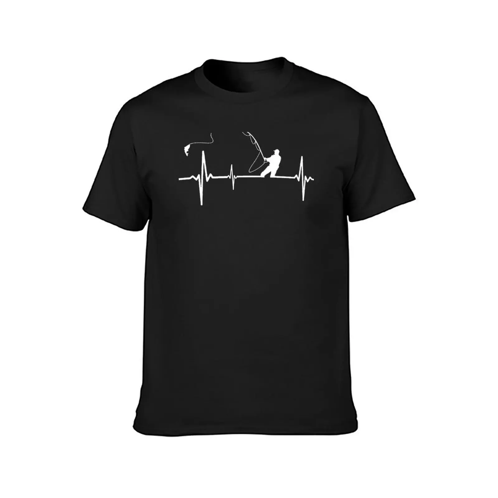 T-shirt de battement de cœur de pêche pour hommes, vêtements hiphélicoptère noirs, chemisier coupe couvertes, t-shirts graphiques