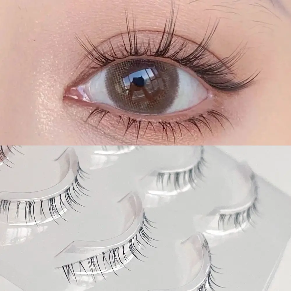 

5 Pairs Natural False Eyelashes Eyelash Extension Under Eye Lashes Clear Band Makeup Lower Eyelash