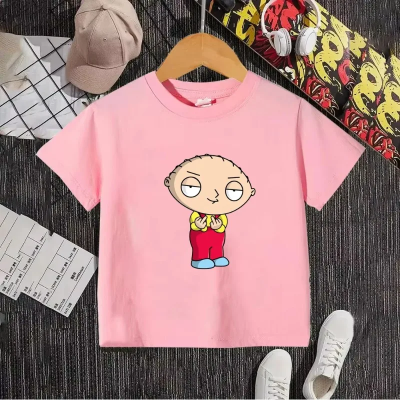 

Summer 2025 New Stewart Gilligan Cartoon Print Boys' and Girls' Pure Cotton T-shirt Cartoon Anime Children's Street Top