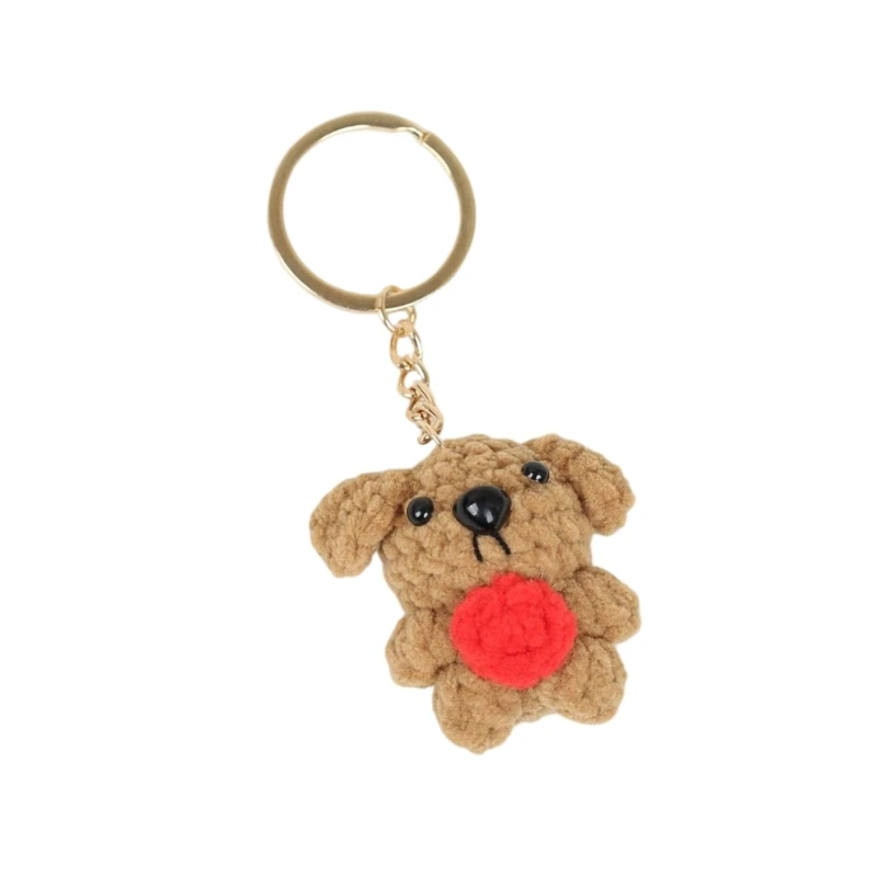 Crochet Dog Bag Keychain Charm Pendant with Heart Detail and Carry-Friendly Size 