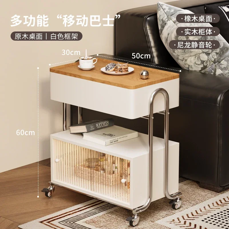 X5-26 solid wood coffee table rotating desktop small apartment household sofa side table can be moved