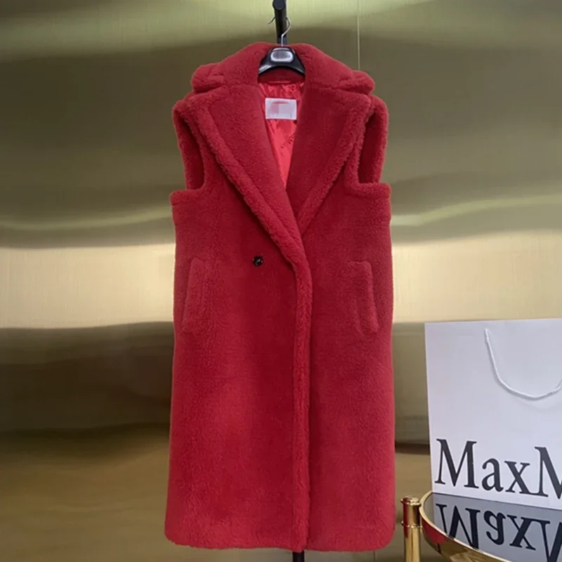 Veste longue ample en fausse fourrure pour femme, gilet en fourrure, sans manches, Imitation fourrure, assorti avec tout, épais, automne hiver