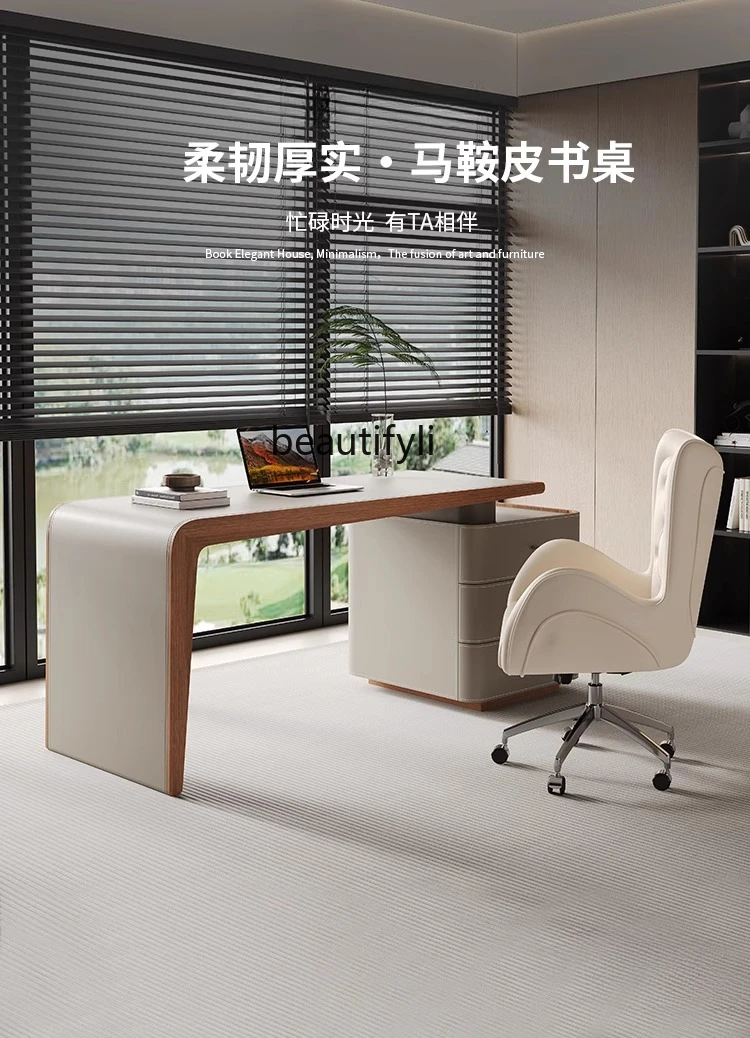 Retro Solid Wood Desk Home Writing Desk Modern Minimalist Study Computer Desk Designer Creative Retractable