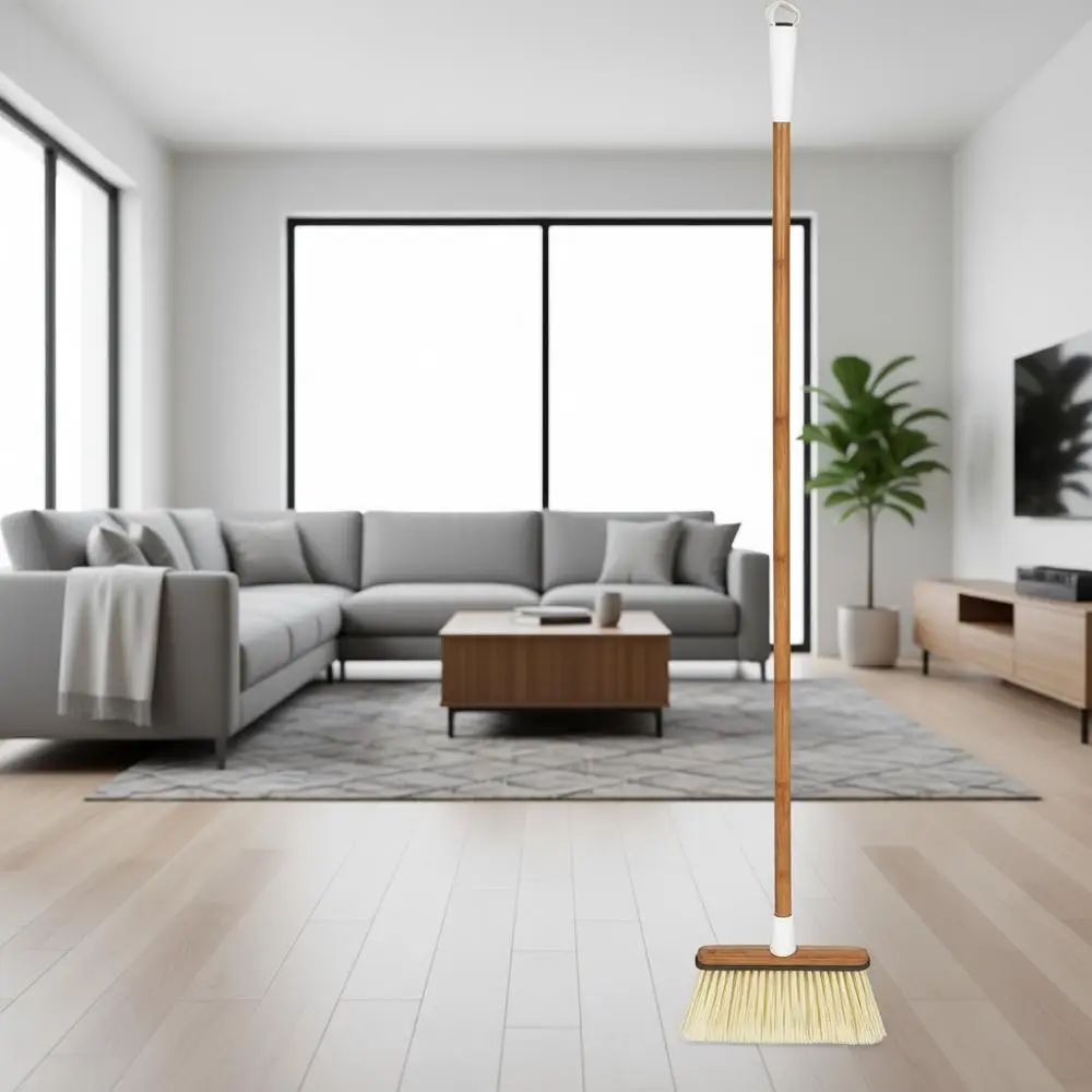 

Бамбуковая метла - угловая, для труднодоступных мест, с жесткой щетиной, для уборки внутри и снаружи помещений - идеально подходит для шерсти животных, кухни, деревянных полов