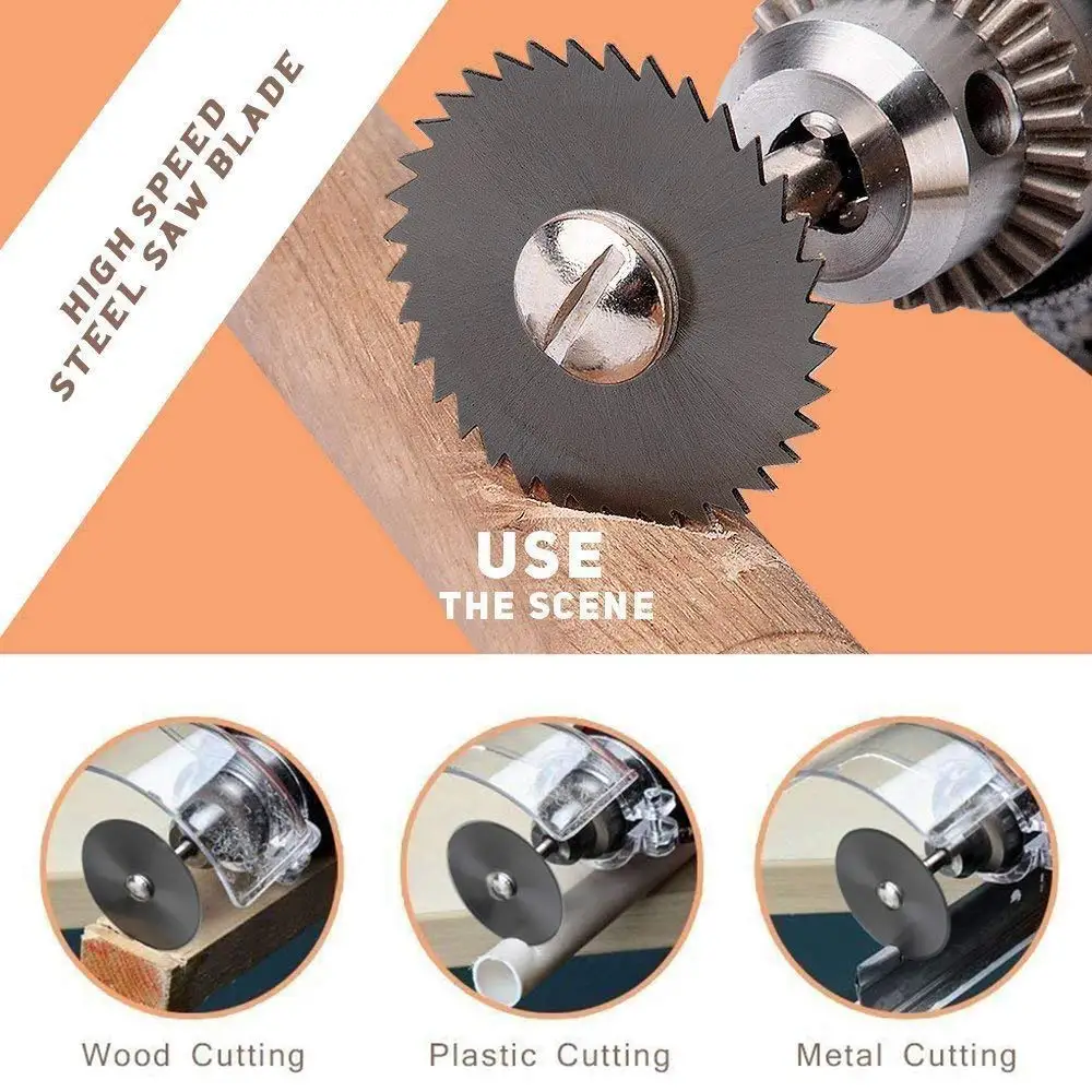 8pc Metal Circular Saw Disc Wheel Blades Shank High Speed Steel Mini Saw Blades with Mandrels Drill Warehouse Rotary Wood Cutout