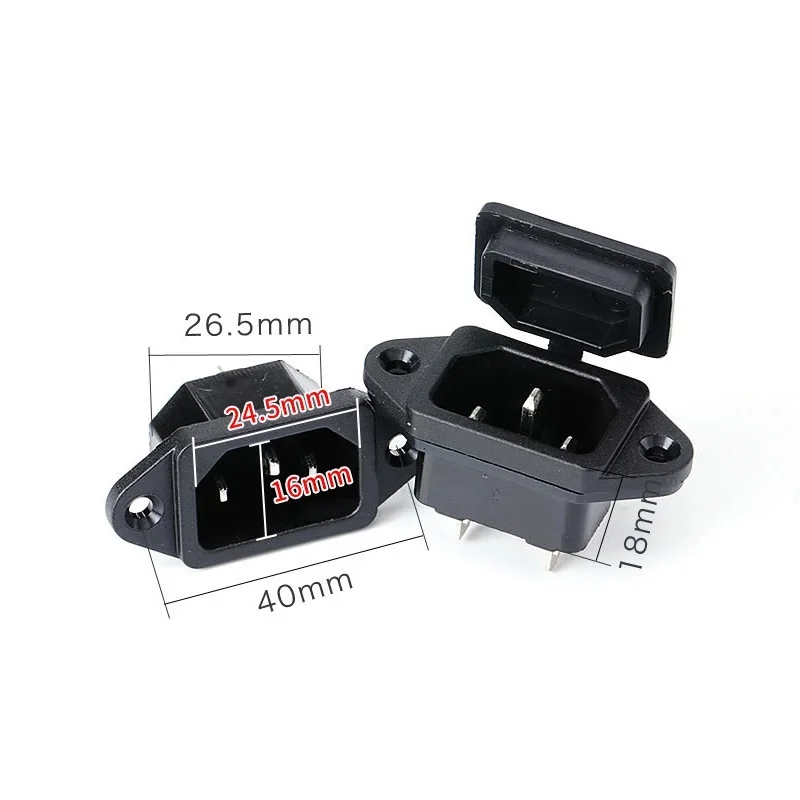 AC Power Socket 250V 10A 3 Pins Male Female Plug Panel Power Charging Outlet AC-14 Connector With Waterproof Cap Cover Line Wire