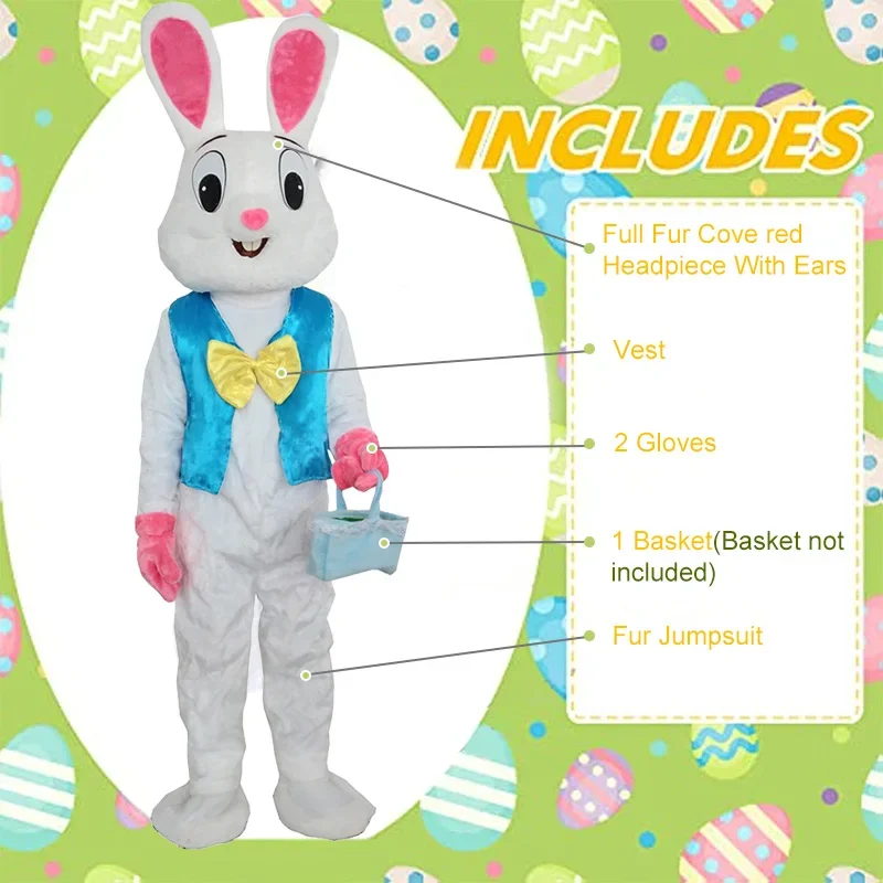 Easter Bunny Costume Cosplay Suit Rabbit Mascot Costume Easter Party Clothes outfits stage performance Adult Men Party Decor