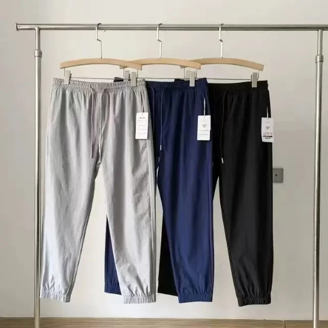 

Мужские повседневные спортивные брюки из ультратонкой эластичной ткани с манжетами, удобные свободные брюки для лета в стиле Харадзюку