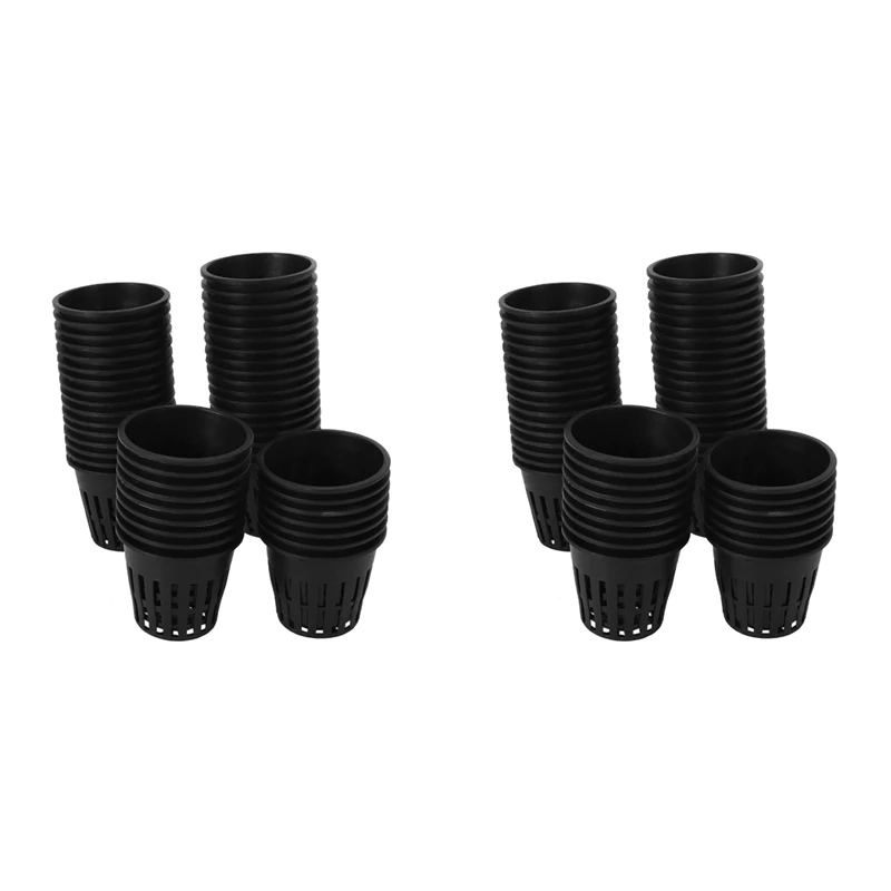 

Hot 100Pcs Planting Baskets Plastic Mesh Pot Plant Grow Cup For Garden Hydroponic Planting (Black)